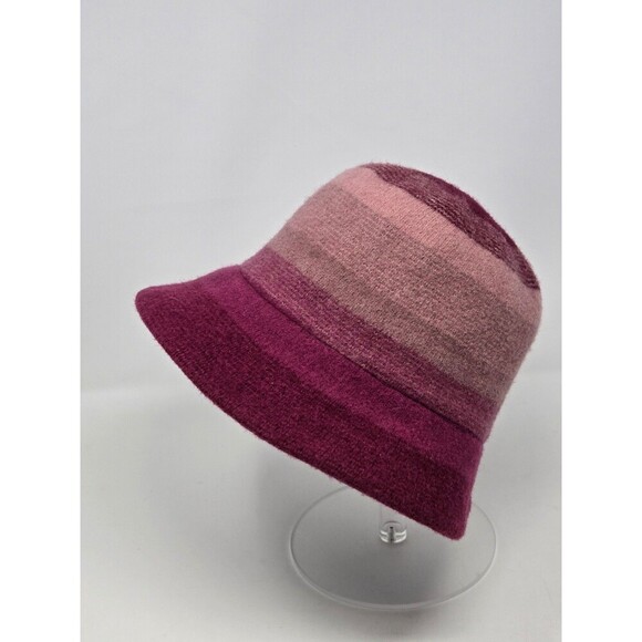 DULUTH TRADING CO MAUVE MAROON OMBRE STRIPE WOOL BLEND BUCKET HAT WOMEN M COZY - Picture 1 of 12